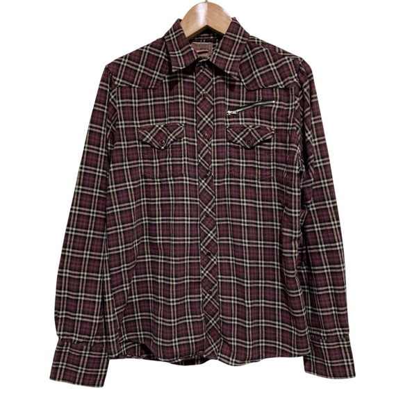 Vintage Red Other - Vintage Red Brand Western Pearl Snap Buttons LS Flannel Shirt Size Large
